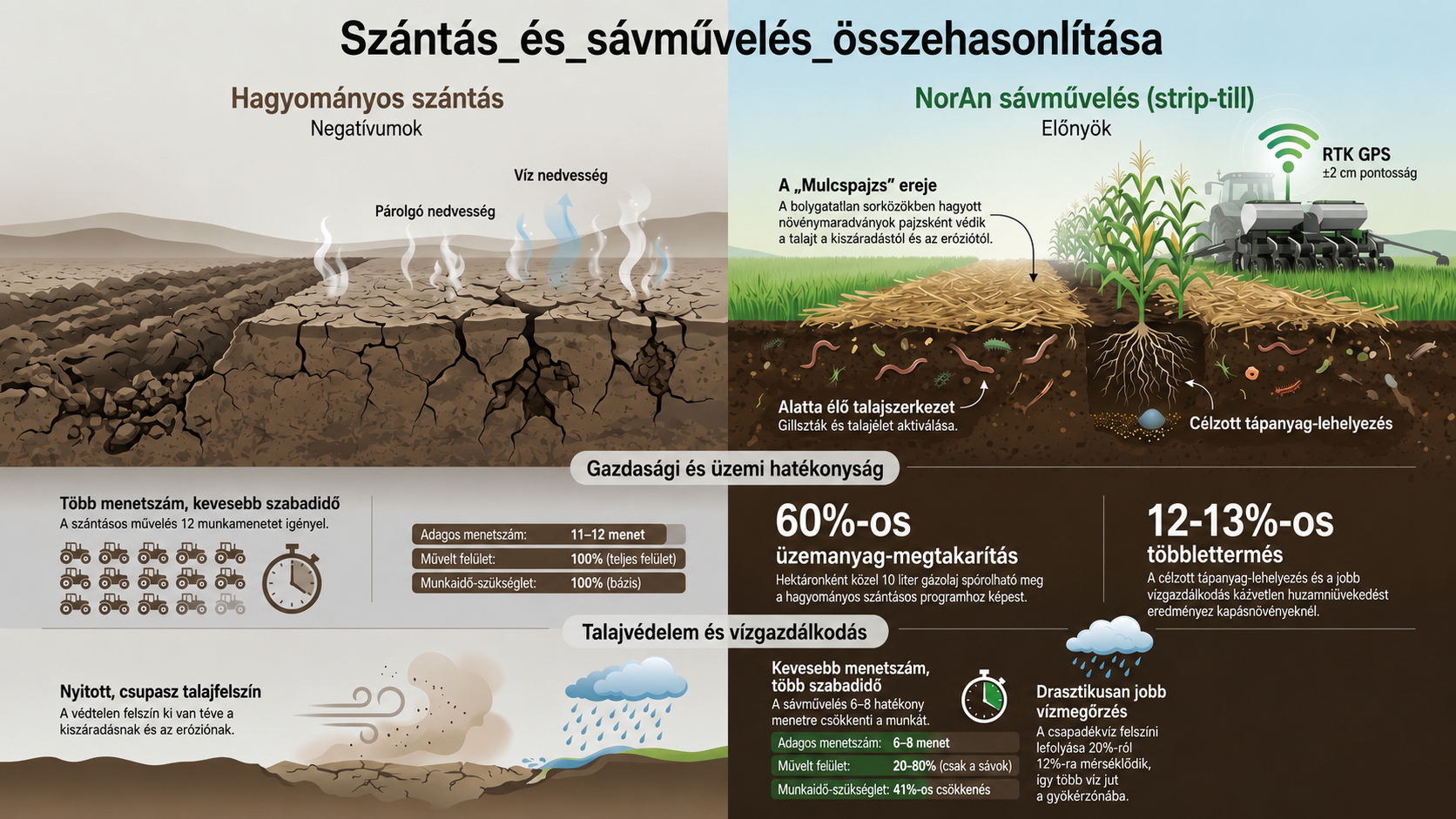 szántás és sávművelés összehasonlítása infografika noran.hu